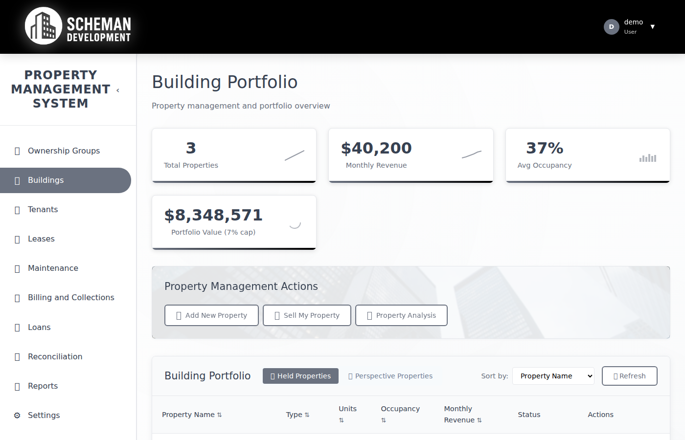 Operator - Building Portfolio Dashboard