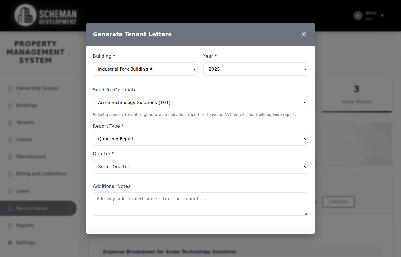 Reconciliation - Tenant Letter